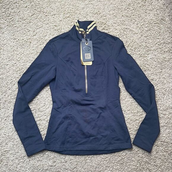 Goldbergh Diane Ski Pully Navy Blue Thermal Base Layer with Gold NWT size Small - Picture 3 of 6